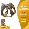 Tactical Dog Harness with Handle Medium for Pets; Desert Color Camo Dog Harness for Training and Working; Military Dog Tactical Vest; Adjustable Tacti